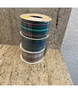 Vtg Stats Fabric Ribbons Crafting Christmas Plaid 10 Yds Each Roll Lot O... - €25,23 EUR