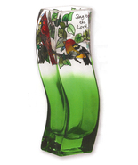 Wavy Glass Vase -- Psalm 96:1 -- Birds of a Feather - $27.00