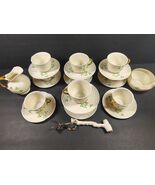 BELLEEK PORCELAIN IRELAND SHAMROCK CUPS AND SAUCERS - SET OF 10 - $241.53