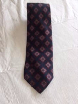 VTG VALENTINO Cravatte Navy Diamond Print Tie Necktie 100% Silk Made in ... - £35.10 GBP