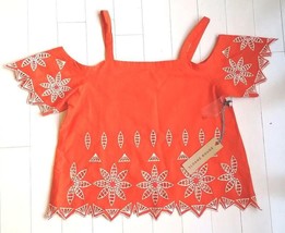 Sloane Rouge Off Shoulder Strap Orange / White Top Shirt 100% Cotton ( S ) - £34.31 GBP