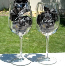 2 Etched Stella Artois Cidre Stemmed Glasses 14 Oz - £19.42 GBP