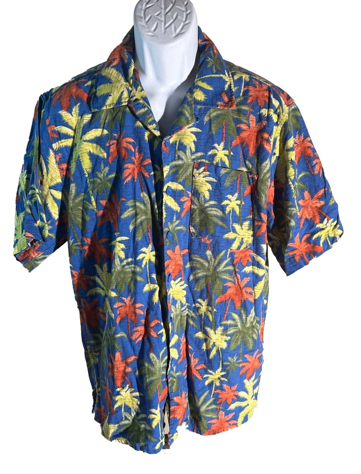MASHIKO Men&#39;s Short Sleeve Button Down Palm-Tree Shirt Medium - $16.82