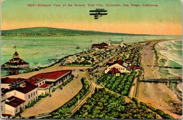 Vtg Postcard Birdseye View of Strand Tent City Coronado w Early Plane San Diego - £9.33 GBP