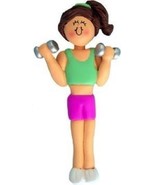 WEIGHT LIFTER (female brunette) CHRISTMAS ORNAMENT - PERSONALIZED GIFT P... - £9.43 GBP