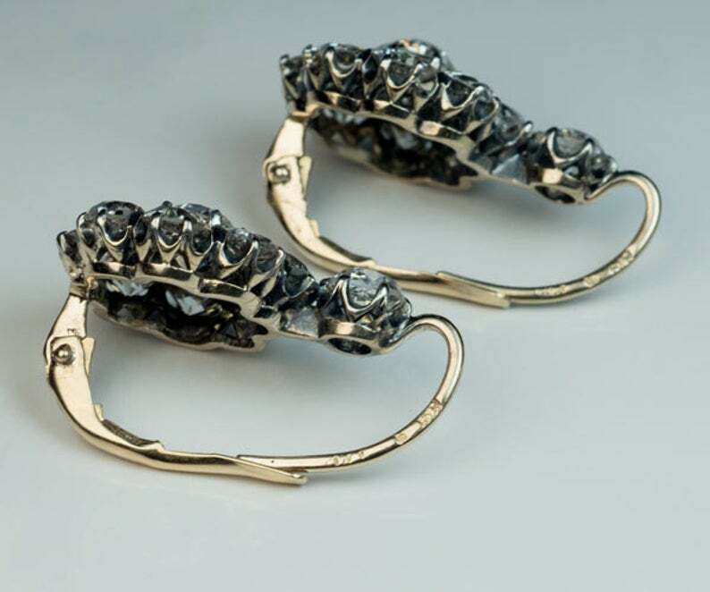 2Ct Corte Redondo D/VVS1 Racimo de Diamantes Aro Pendientes Clip 14K Oro Blanco Item image 4