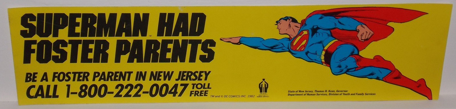 Very Rare Vintage 1982 DC Comics Superman Had Foster Parents Bumper Sticker - $49.99