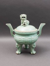 Celadon Vintage Foo Dog Porcelain Handled Censer Burner - £199.37 GBP