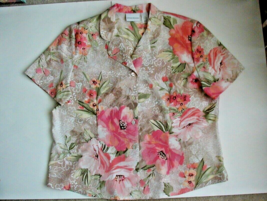 Alfred Dunner Floral Tailored Short Sleeve Blouse Size 18 - £9.47 GBP