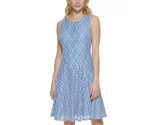 Tommy Hilfiger Women&#39;s Petite Knit Fit &amp; Flare Dress Size 6P Blue Lace D... - $42.06