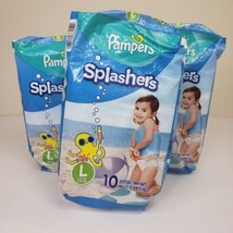 3x Pampers Splashers Disposable Swim Pants Large 31+ lbs 10 Per Pkg 30 T... - $522.82 MXN