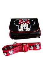 Disney Minnie Mouse Black Patent Leather Mini Crossbody Bag with Strap Red - $14.86