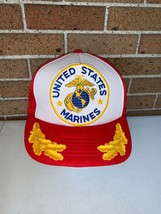 Vintage U.S Marines Snapback Trucker Hat Patch Made in USA Embroidered - £23.93 GBP