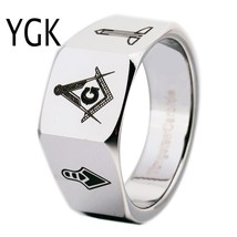 Brand 12MM Men&#39;s Faced Tungsten Carbide Ring Mason Freemason Masonic Design for  - £36.41 GBP