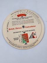 1971 Blood Alcohol Calculator Wheel  issued by Illinois Drink/Drive Alert - $9.89