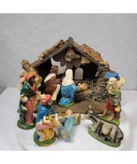 VTG Nativity Italy Paper Mache Holy Family Manger Lot Figures Hand Paint... - £208.04 GBP