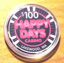 (1) $100. Happy Days Casino Chip - Lakewood, Washington - 2005 - £31.38 GBP