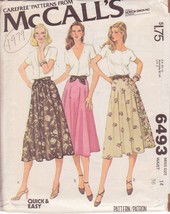 Mc Call's Vintage Pattern 6493 Size 14 Misses' Skirt In 2 Variations - £2.39 GBP