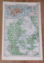 1937 Original Vintage Map Of Denmark / Iceland - £13.66 GBP