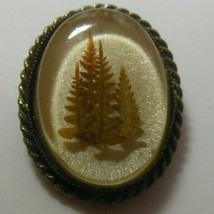 Vintage Dried Leaves/Trees Bubble Oval Brooch/Pendant - $34.65