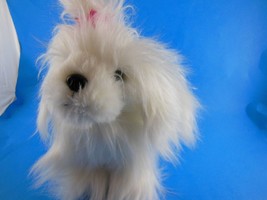 Battat White Shih Tzu Puppy Dog Plush very Soft Long Haired with Pink Bow 11&quot; - £6.96 GBP