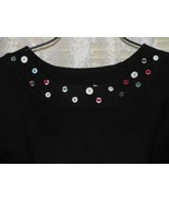LADIES BLACK SWEATER with BUTTONS Size Large Acrylic Ribbed Knit - $280.61 MXN