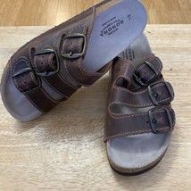 Sonoma Leather Sandals Strappy Brown Womens size 6 1/2 New side buckles - £15.12 GBP