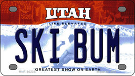 Ski Bum Utah Novelty Mini Metal License Plate Tag - £11.71 GBP