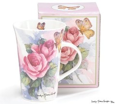 Shabby N Chic  Porcelain Sunrise  Rose Mug  Pink Roses and Butterflies - £39.96 GBP