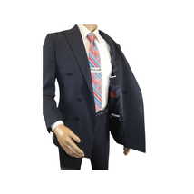 Men Suit BERLUSCONI Turkey 100% Italian Wool 180's Double Breasted #Ber32 Navy image 6