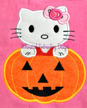 Hello Kitty in Pumpkin Halloween Machine Embroidery Applique Design - £3.16 GBP