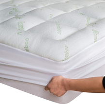 Bamboo Mattress Topper Cooling Pillow Top Matress Pad Pain Relief Deep Pocket - £48.52 GBP+