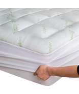 Bamboo Mattress Topper Cooling Pillow Top Matress Pad Pain Relief Deep P... - £56.74 GBP+
