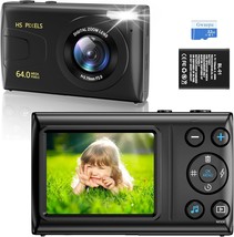 4K Digital Camera For Photography And Video, 64Mp Autofocus Compact, Black - £40.22 GBP