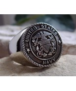 USN NAVY CREST SEAL RING ARMY USA BIKER BAGUE PATCH SILVER UNITED [ D24 ... - $67.01 CAD