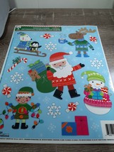 Static Window Clings Christmas Santa, Elf, Moose. 12 pcs. - £7.71 GBP