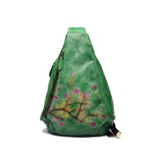 XMES New Leather Chest Bag for Women 2023 Designer Vintage Flowers Lady hide Hig - £121.09 GBP