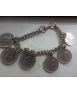 Vintage 6 Canadian Penny Charm Bracelet 1933 1938 1945 1946 1947 - £7.56 GBP