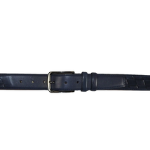 Men Genuine Leather Belt PIERO ROSSI Turkey Soft Full Grain Stitched #137 Navy image 2