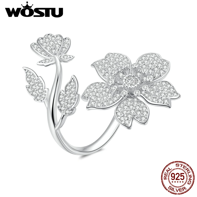 100% 925 Sterling Silver Sakura Blooms Flower Rings Adjustable Delicate Wedding  - £23.17 GBP