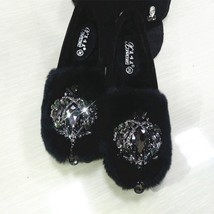 Luxury Glitter rhinestone ladies flat heels platform plush loafers comfort slip- - £47.23 GBP