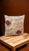 Harry Potter Marauders Map Cotton Print 16&quot; x 16&quot; Decorative Throw Pillow EUC - £11.71 GBP