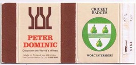 UK Matchbox Cover Cricket Badges Worcestershire Peter Dominic Wines Finland - £1.14 GBP