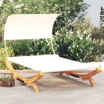  Outdoor Lounge Bed Cream Solid bent wood, 100% polyester fabric - $7,444.06 MXN