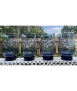 Vtg Set of 4 Pfaltzgraff Yorktowne Smoked Blue Glass Tumblers USA Water ... - €37,75 EUR