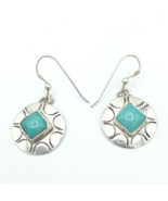 NATIVE AMERICAN turquoise &amp; sterling silver concho earrings - signed HTS... - £35.18 GBP