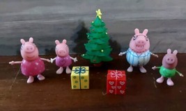 Peppa Pig Presents &amp; Pajamas Christmas Figure Set w/ Tree Original Pieces - £29.30 GBP