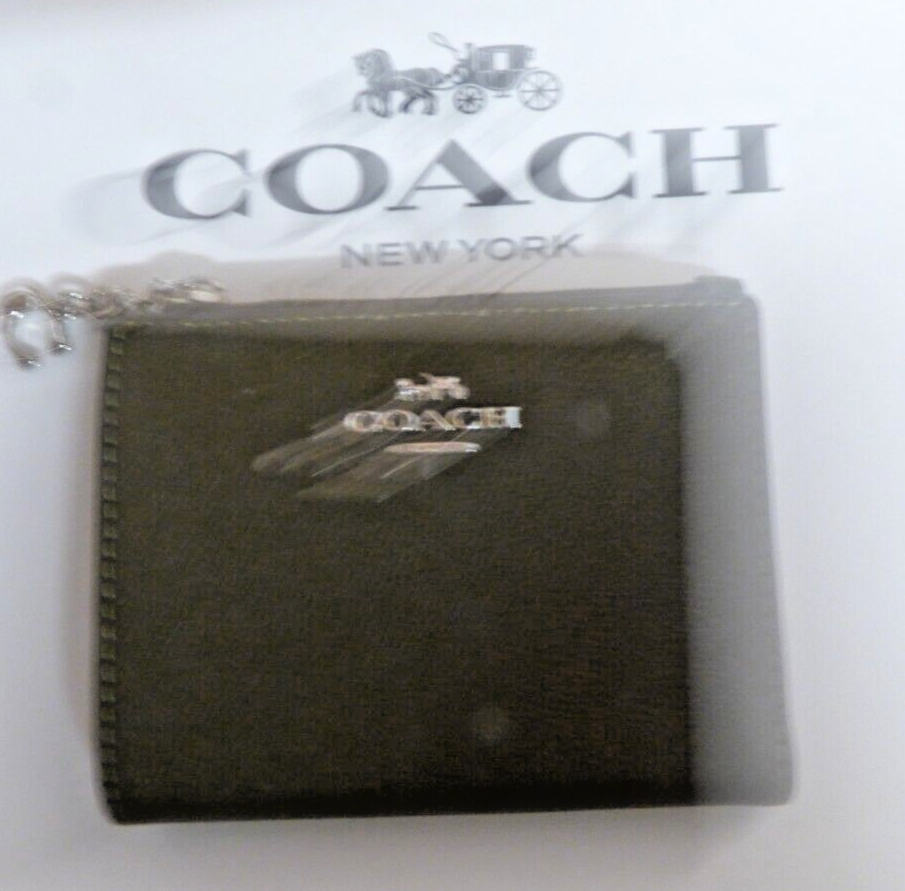 COACH Snap Card Case 73867 Cargo Green silver zip NWT LQQK - $74.99