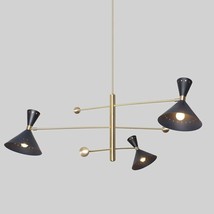 Italian Mid Century Modern 6 Lights Sputnik Chandelier Adjustable Light Fixture - £439.02 GBP