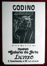 ORIGINAL Poster Spain Art Gallery L&#39;ienzo Godino Drawing Exhibition Madrid 1974 - £43.79 GBP